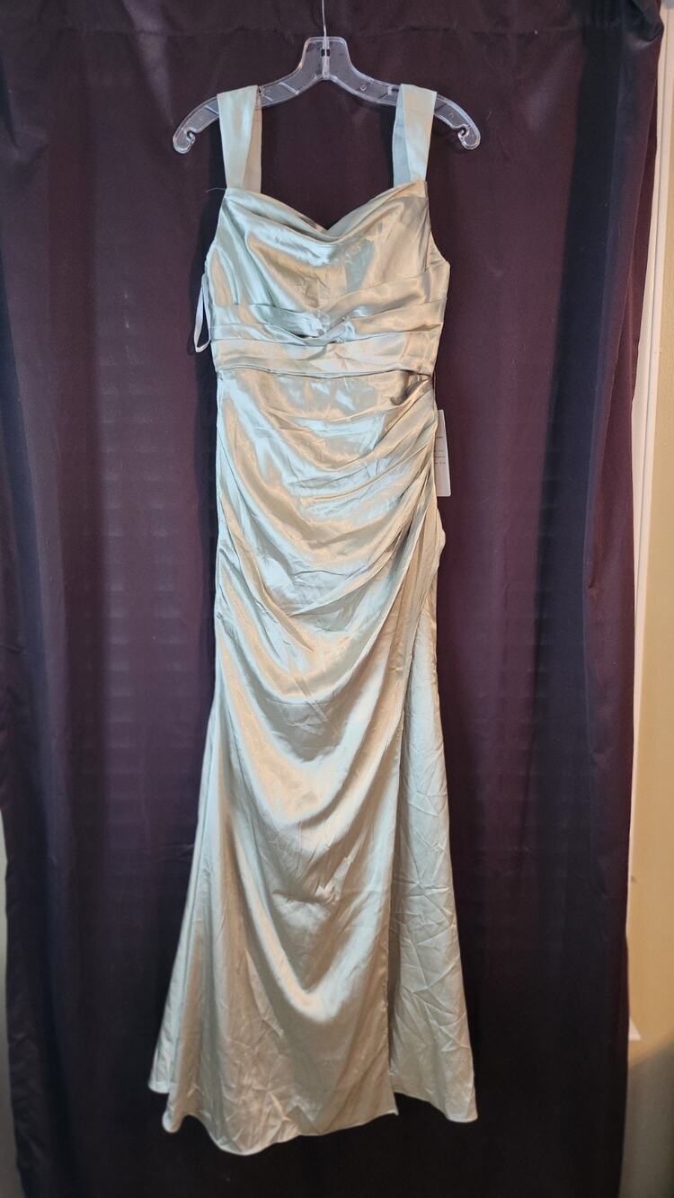 Jesaphine Satin Formal Dress NWT Sage Green Ruched Maxi Prom Gown #678